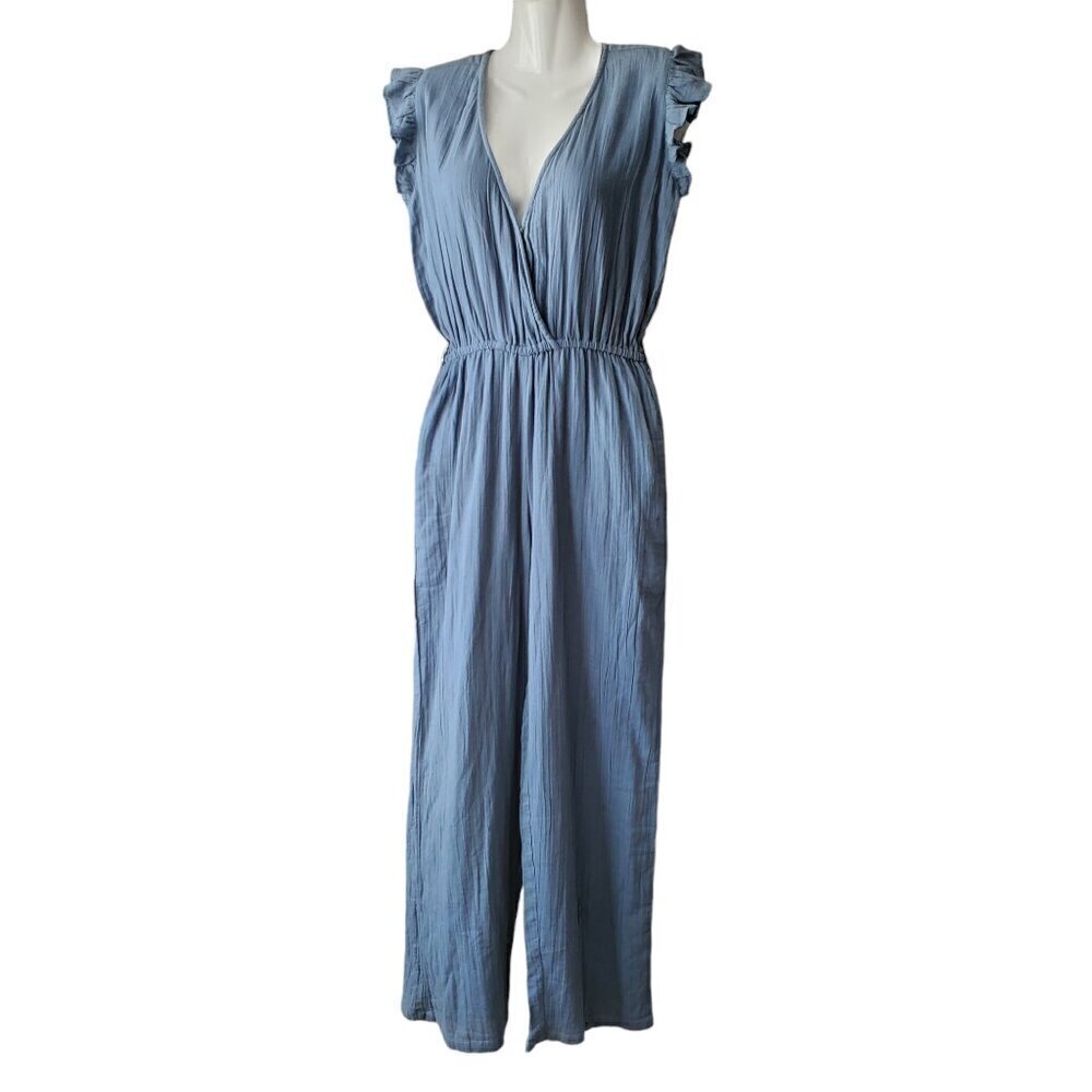 BLUE LINEN JUMPSUIT SIZE SMALL NEW WITH TAGS